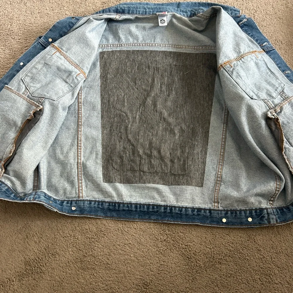 VTG TYCA Blue Jean Denim Jacket  Made USA Embossed‎ Rhythm Blues XXLarge BIKER